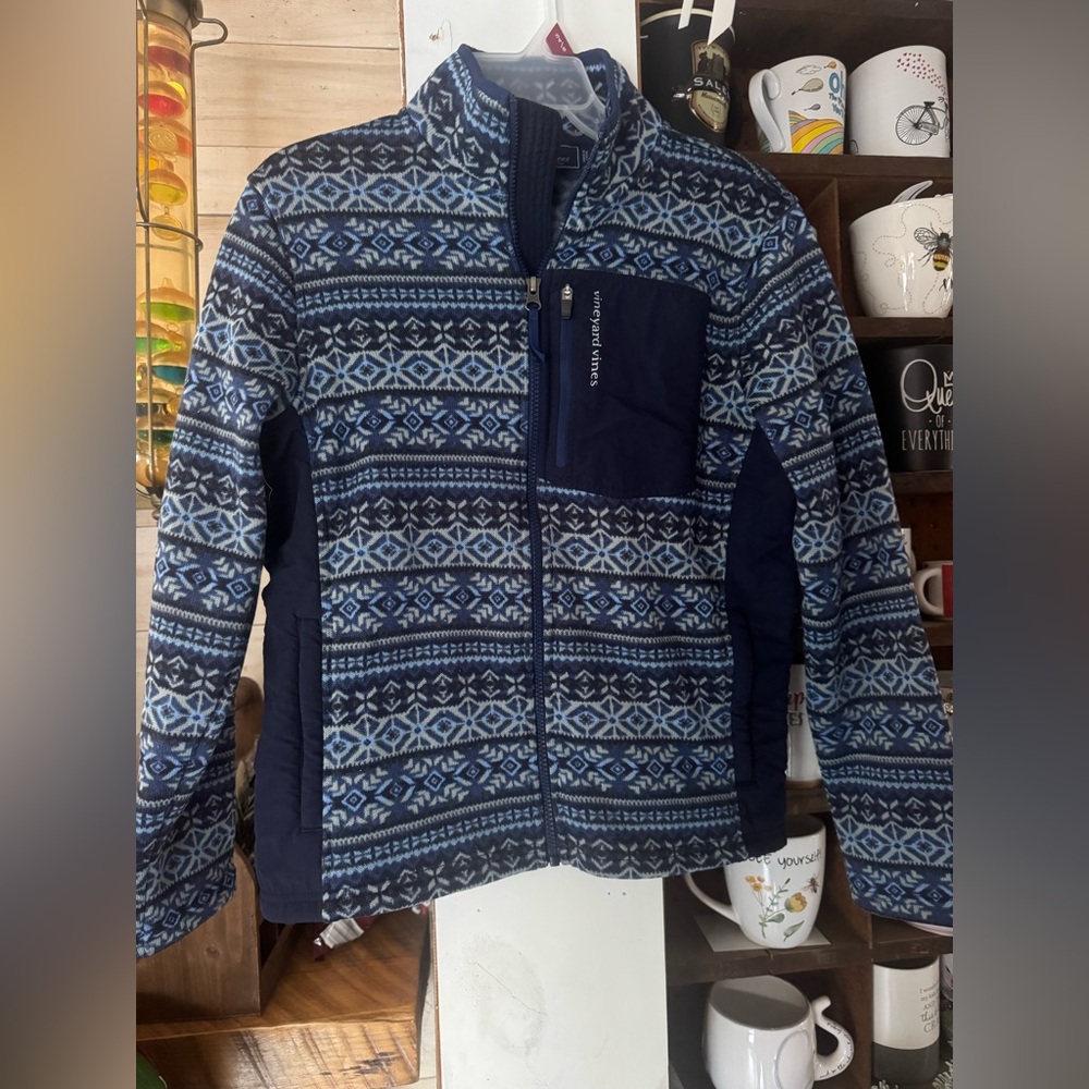Kids Girls Vineyard Vines Navy and Light Blue Patterned Jacket size Large 16